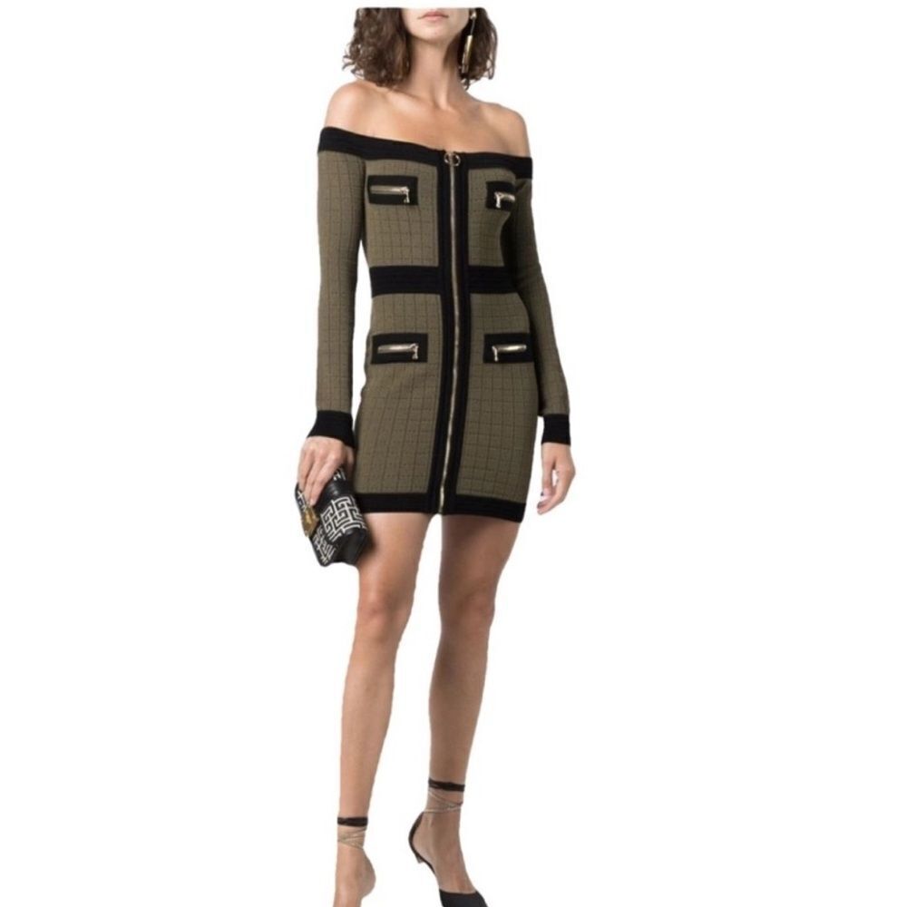 BalmaināOff Shoulder Knit DressāGreen - Picture 13 of 13